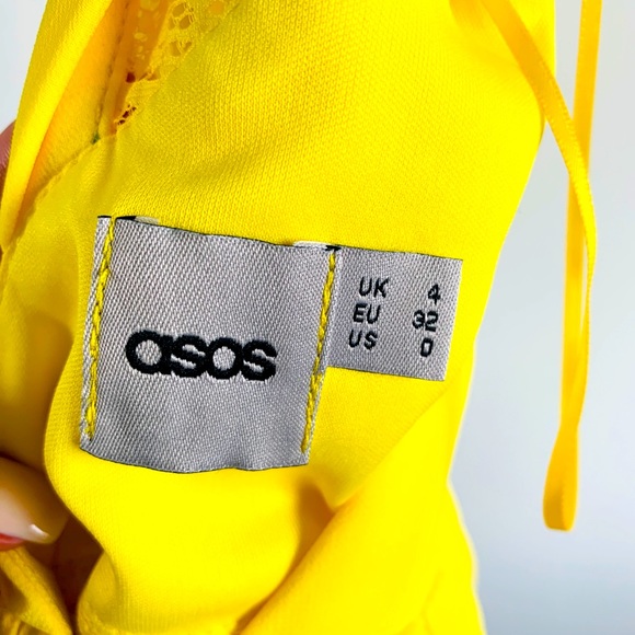 Asos Lace Insert Halter Dress Yellow - Picture 1 of 4